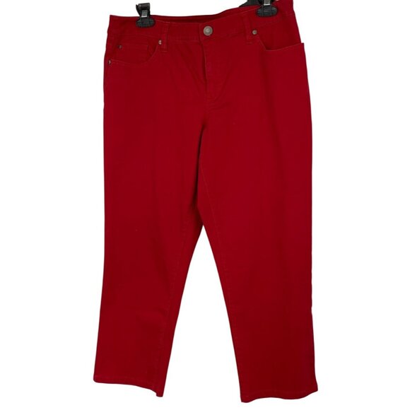 Style & Co Red Capri Size 8 Crop Stretch Jeans 8831 Cuffable Twill - Picture 5 of 8